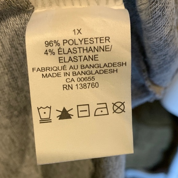 Oversized Soft Gray Leopard Print Graphic Long Sleeve Top Basic Plus size 1X - Picture 3 of 4